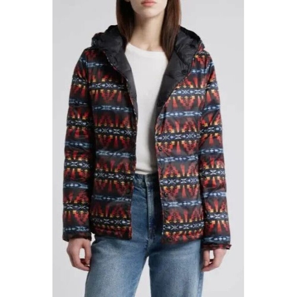 Pendleton Sula Reversible Down Hooded Jacket Sz S Insulated  Zip Up Aztec Tribal